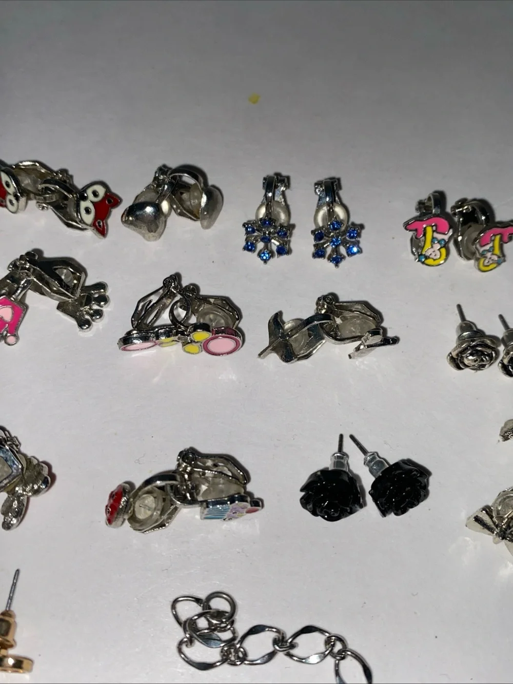 Lot of 20 vintage girls' clip-on stud earrings